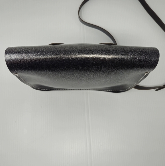 Cambridge Satchel Leather Crossbody Bag Graphite Black Metallic Glitter Sparkle - Picture 8 of 15